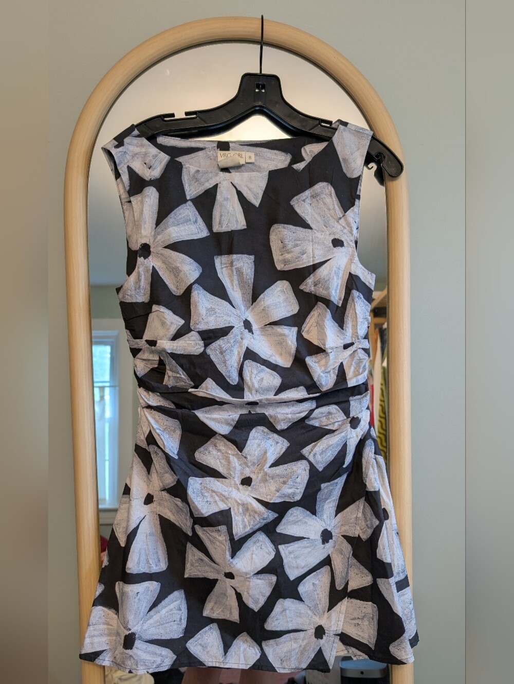 White Floral Print Black Mini Dress by Vero Moda